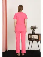Fuşya Kısa Kollu Pamuklu Kadın Pijama Takım Akbeniz 4213 Fuşya görsel 4