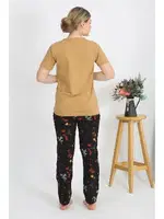 Cepli Kısa Kollu Pamuklu Kadın Pijama Takım Akbeniz 4214 Hardal görsel 4