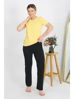 Penye V Yaka Kısa Kollu Kadın Pijama Takım Sarı Akbeniz 4215 farklı açı