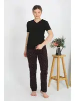 Desenli Kısa Kollu Pamuklu Kadın Pijama Takım Siyah Akbeniz 4214 Siyah farklı açı