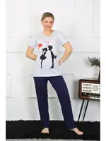 Akbeniz Kadın Kısa Kol Penye Pİjama Takımı 4208 Buz Mavisi