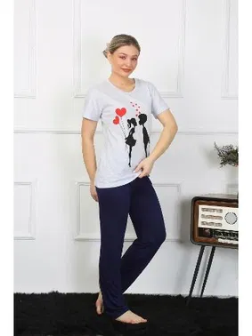 Akbeniz Akbeniz Kadın Kısa Kol Penye Pİjama Takımı 4208 - Alternatif Görünüm