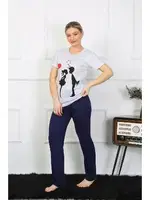 Akbeniz Kadın Kısa Kol Penye Pİjama Takımı 4208 Buz Mavisi farklı açı