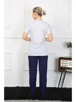 Akbeniz Kadın Kısa Kol Penye Pİjama Takımı 4208 Buz Mavisi görsel 4