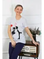 Akbeniz Kadın Kısa Kol Penye Pİjama Takımı 4208 Buz Mavisi görsel 5