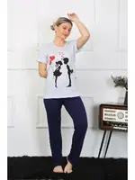 Akbeniz Kadın Kısa Kol Penye Pİjama Takımı 4208 Buz Mavisi görsel 6