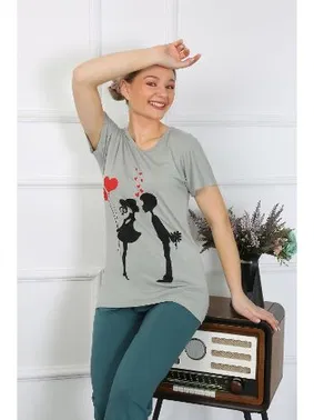 Akbeniz Kadın Kısa Kol Penye Pijama Takımı Akbeniz 4210