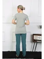 Kadın Kısa Kol Penye Pijama Takımı Akbeniz 4210 Su Yeşili görsel 4