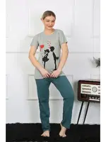 Kadın Kısa Kol Penye Pijama Takımı Akbeniz 4210 Su Yeşili görsel 6