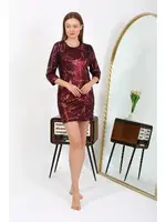 Yuvarlak Yaka Micro Kumaş Mini Parlak Kadın Elbise Akbeniz 7420 farklı açı