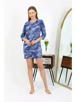 Mavi Parlak Micro Kumaş Mini Kadın Elbise Akbeniz 7420 Mavi