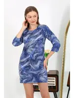 Mavi Parlak Micro Kumaş Mini Kadın Elbise Akbeniz 7420 Mavi farklı açı