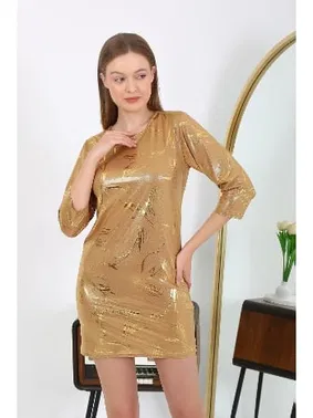 Akbeniz Mini Micro Kumaş Parlak Kadın Elbise Akbeniz 7420