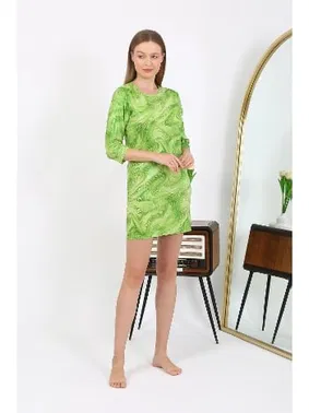 Akbeniz Micro Kumaş Yuvarlak Yaka Mini Parlak Kadın Elbise Akbeniz 7420