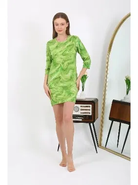 Akbeniz Micro Kumaş Yuvarlak Yaka Mini Parlak Kadın Elbise Akbeniz 7420 - Alternatif Görünüm