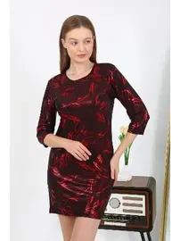 Akbeniz Parlak Micro Kumaş Mini Kadın Elbise Akbeniz 7421