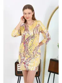 Akbeniz Micro Kumaş Mini Parlak Desenli Kadın Elbise Akbeniz 7421