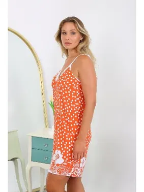 Akbeniz Puantiyeli Pamuk Büyük Beden İp Askılı Desenli Kadın Gecelik Akbeniz 999