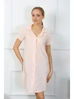 Akbeniz Kadın Pamuk Keten Kısa Kol Düğmeli Pudra Tunik Gecelik 13108 görsel 4