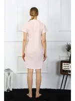 Akbeniz Kadın Pamuk Keten Kısa Kol Düğmeli Pudra Tunik Gecelik 13108 görsel 5