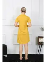 Penye Kısa Kollu Gömlek Yaka Düğmeli Sarı Tunik Gecelik Akbeniz 13109 görsel 5