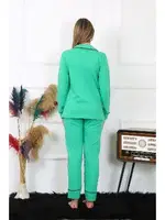 Önden Düğmeli Uzun Kol Yeşil Pijama Takım Akbeniz 2782 Yeşil görsel 4