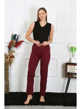 Akbeniz Kadın Pijama Altı Pamuk Penye Tek Alt Pijama Bordo Akbeniz 27513