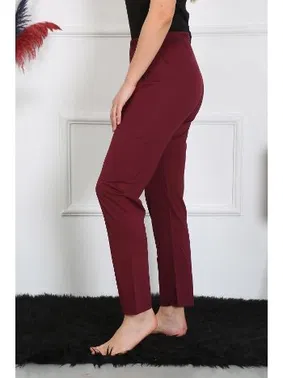 Akbeniz Kadın Pijama Altı Pamuk Penye Tek Alt Pijama Bordo Akbeniz 27513 - Alternatif Görünüm