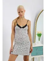 Penye İp Askılı Dantelli Kısa Kadın Gecelik Akbeniz 36714 Beyaz