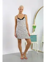 Penye İp Askılı Dantelli Kısa Kadın Gecelik Akbeniz 36714 Beyaz detay görünüm