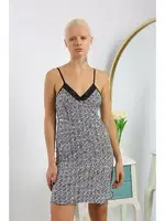 İp Askılı Kadın Penye Desenli Gecelik Akbeniz 36715 Siyah