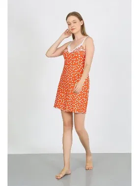 Akbeniz Penye İp Askılı Beyaz Puantiyeli Kadın Gecelik Akbeniz 36711 - Alternatif Görünüm