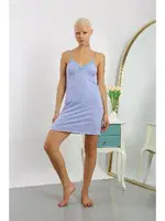 Kısa Dantelli Penye İp Askılı Kadın Gecelik Akbeniz 36713 Buz Mavisi detay görünüm