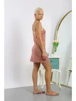 Penye Puantiye Desenli İp Askılı Kadın Gecelik Akbeniz 36719 Somon farklı açı