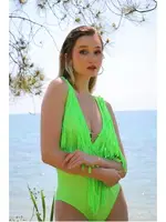 Neon Yeşil Kadın Püsküllü Mayo 34023 Neon Yeşil