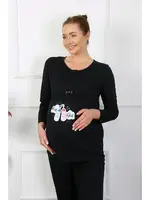 Patik Desenli Uzun Kollu Hamile Lohusa Pijama Takımı Siyah Akbeniz 45501 Siyah farklı açı