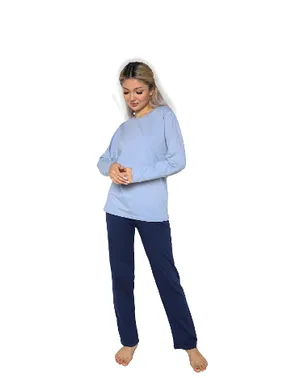 Akbeniz Yuvarlak Yaka Uzun Kollu Kadın Penye Pijama Takımı Lila Akbeniz 41110 - Alternatif Görünüm