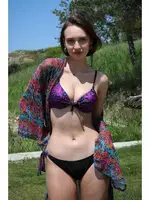 Yandan Bağlamalı Yarım Destekli Fiyonklu Mor Bikini Takım 35014 Mor