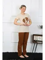Kısa Kol Penye Pijama Takımı Akbeniz 4209 Bej görsel 6