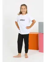 Önü Yazılı Kısa Kollu Beyaz Penye Kız Çocuk Pijama Takım Akbeniz 20432 Beyaz görsel 4