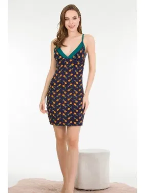 Lady Ananas Desenli Lacivert Gecelik Lady 6179