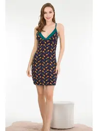Lady Ananas Desenli Lacivert Gecelik Lady 6179