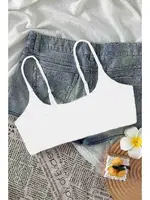 İnce Ayarlanabilir Askı Bikini Üstü Beyaz Angelsin 4564 Beyaz