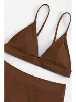 Askılı Ayarlanabilir Üçgen Tasarım Bikini Üstü Angelsin MS43789 Kahverengi görsel 4