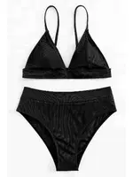 Üçgen Ayarlanabilir Askılı Tasarım Bikini Üstü Siyah Angelsin MS43789 Siyah detay görünüm