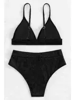 Üçgen Ayarlanabilir Askılı Tasarım Bikini Üstü Siyah Angelsin MS43789 Siyah farklı açı