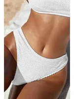 Özel Fitilli Kumaş Bikini Altı Beyaz Angelsin MS42618 Beyaz detay görünüm