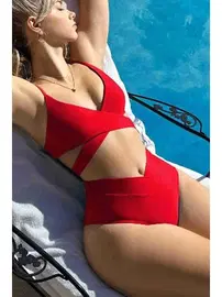 Angelsin Kırmızı V Kesim Kadın Bikini Altı Angelsin 43298
