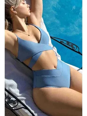 Angelsin Angelsin V Kesim Bikini Altı Mavi