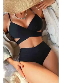 Angelsin V Kesim Bikini Altı Siyah Angelsin MS43298